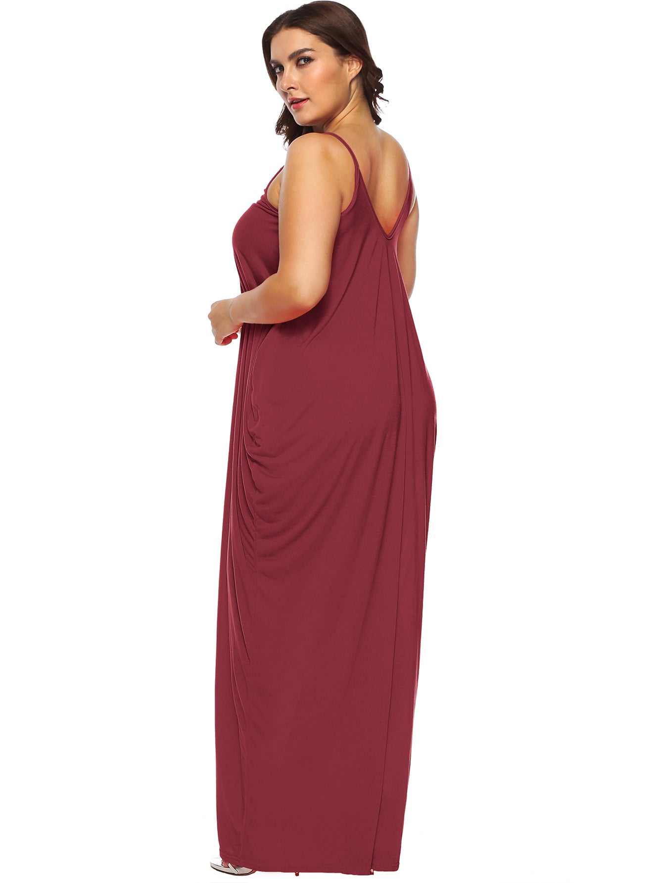 Plus Side Draped Pocket Cami Maxi Dress Sai Feel