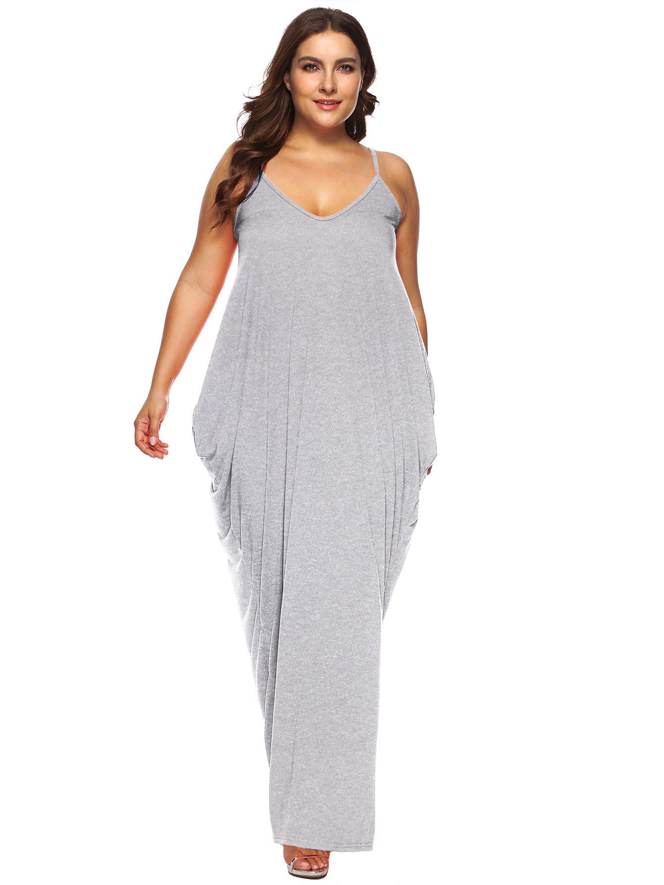 Plus Side Draped Pocket Cami Maxi Dress Sai Feel