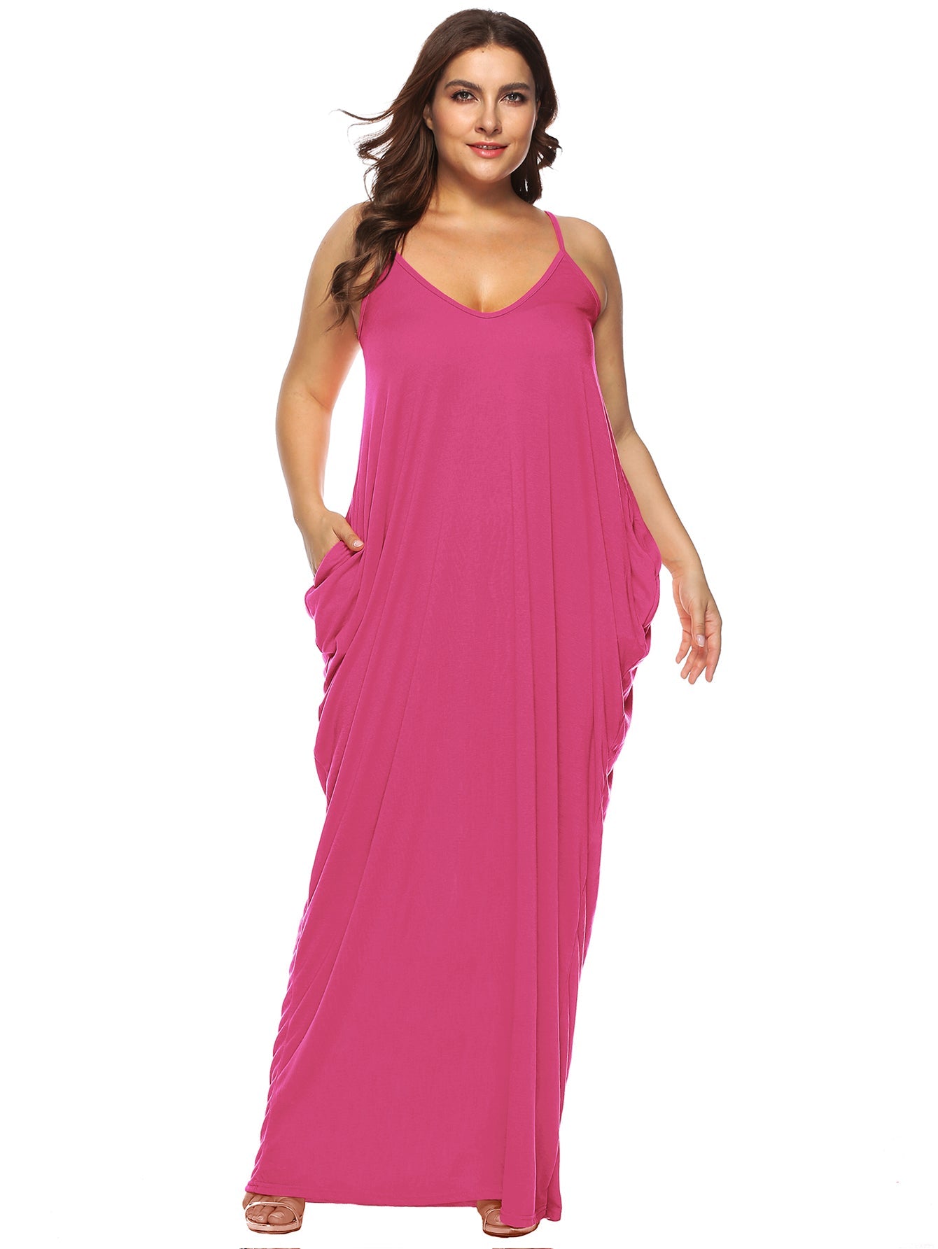 Plus Side Draped Pocket Cami Maxi Dress Sai Feel