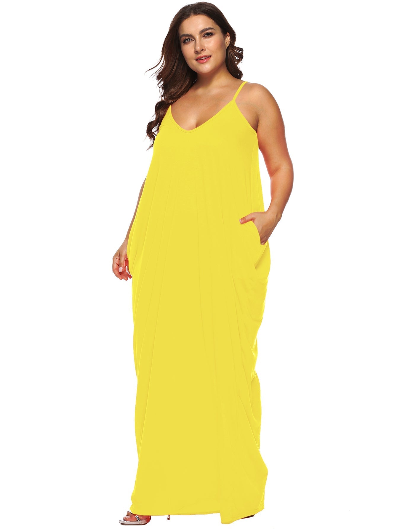 Plus Side Draped Pocket Cami Maxi Dress Sai Feel