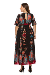 Plus Size Bohemian V-neck Dresses Sai Feel