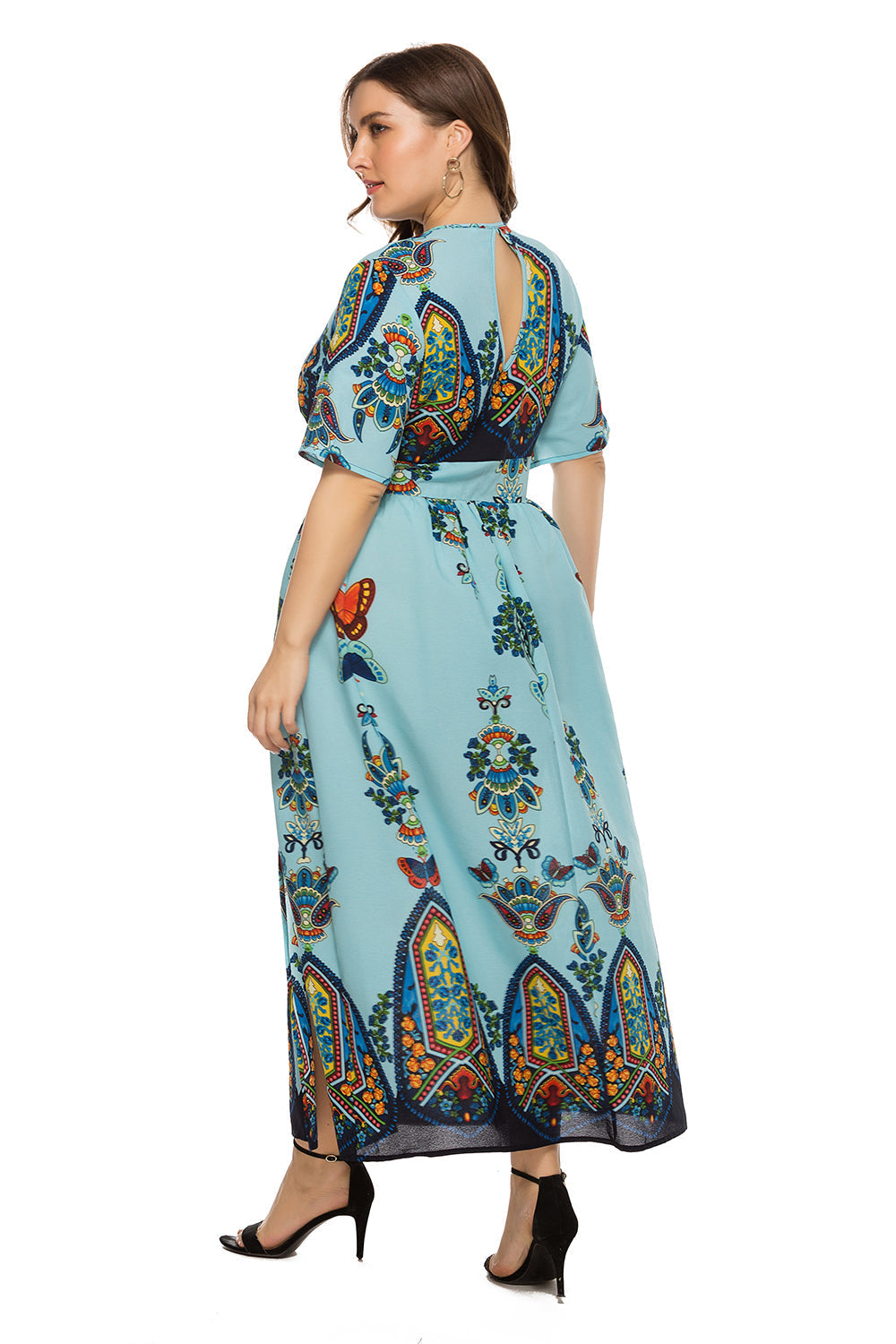 Plus Size Bohemian V-neck Dresses Sai Feel