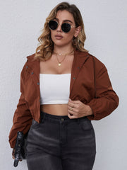 Plus Size Button Front Crop Jacket Sai Feel