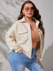 Plus Size Button Front Jacket Sai Feel