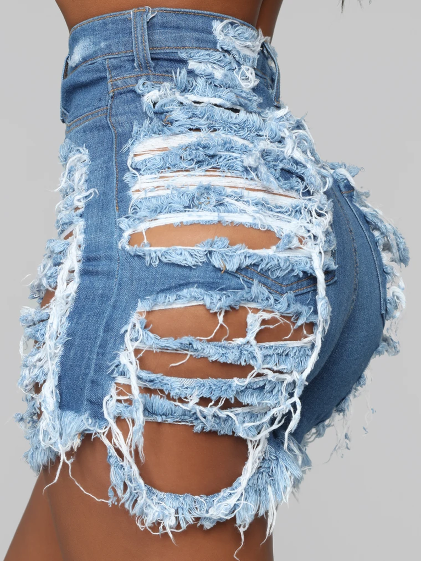 Plus Size Cut Out Denim Shorts Sai Feel