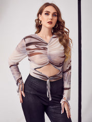 Plus Size Cut Out Mesh Top Sai Feel