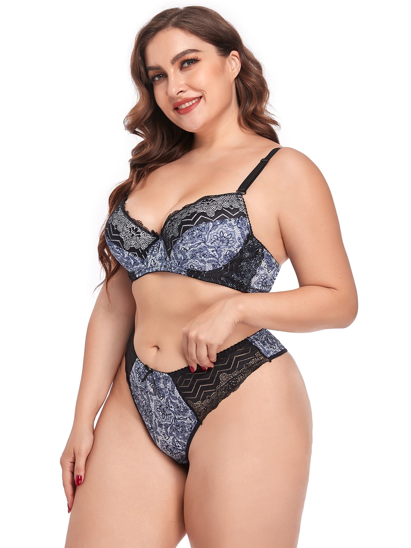 Plus Size Daily Underwear Set Underwired Padded Bra and Panty Set Sai Feel