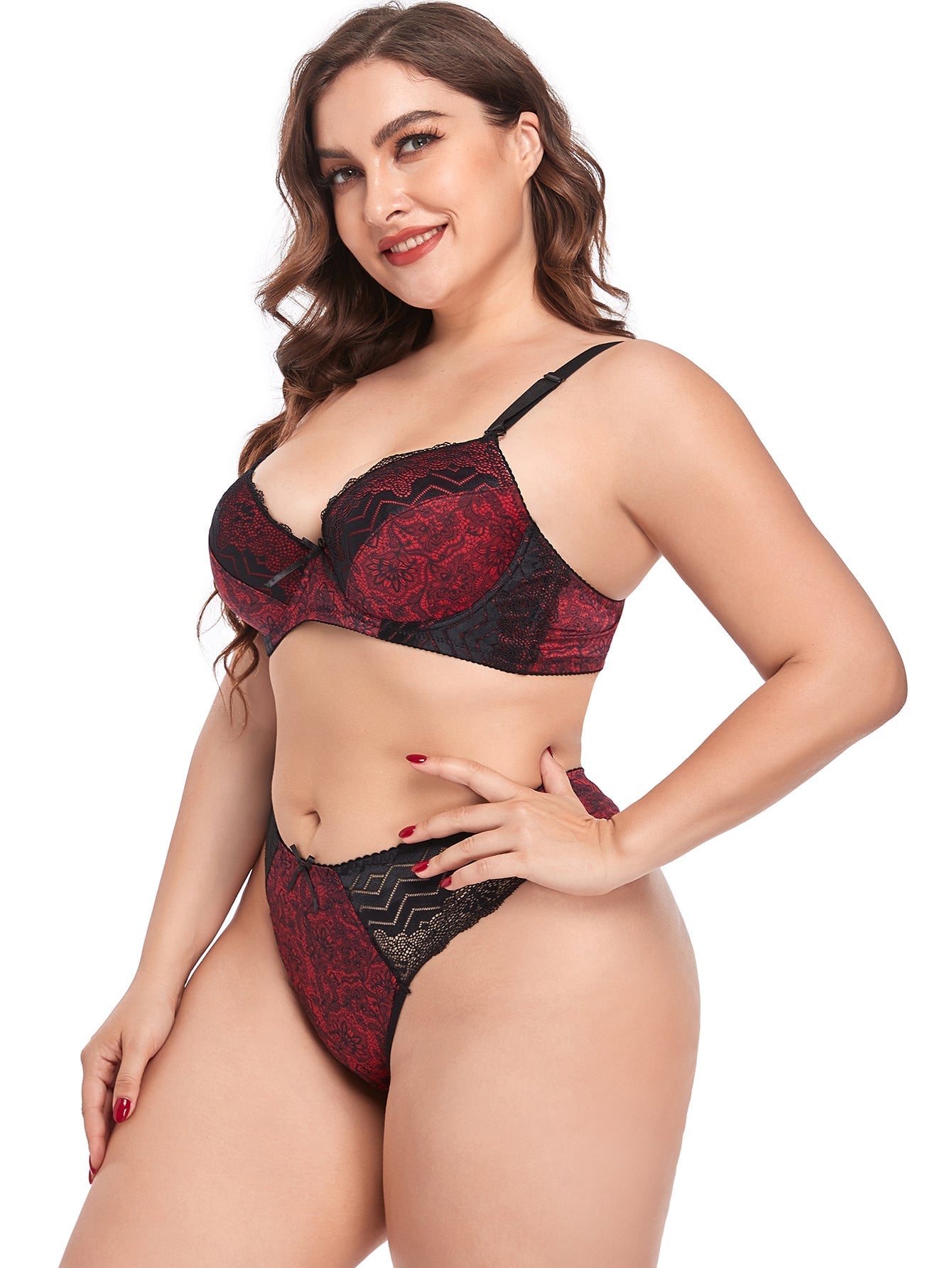 Plus Size Daily Underwear Set Underwired Padded Bra and Panty Set Sai Feel