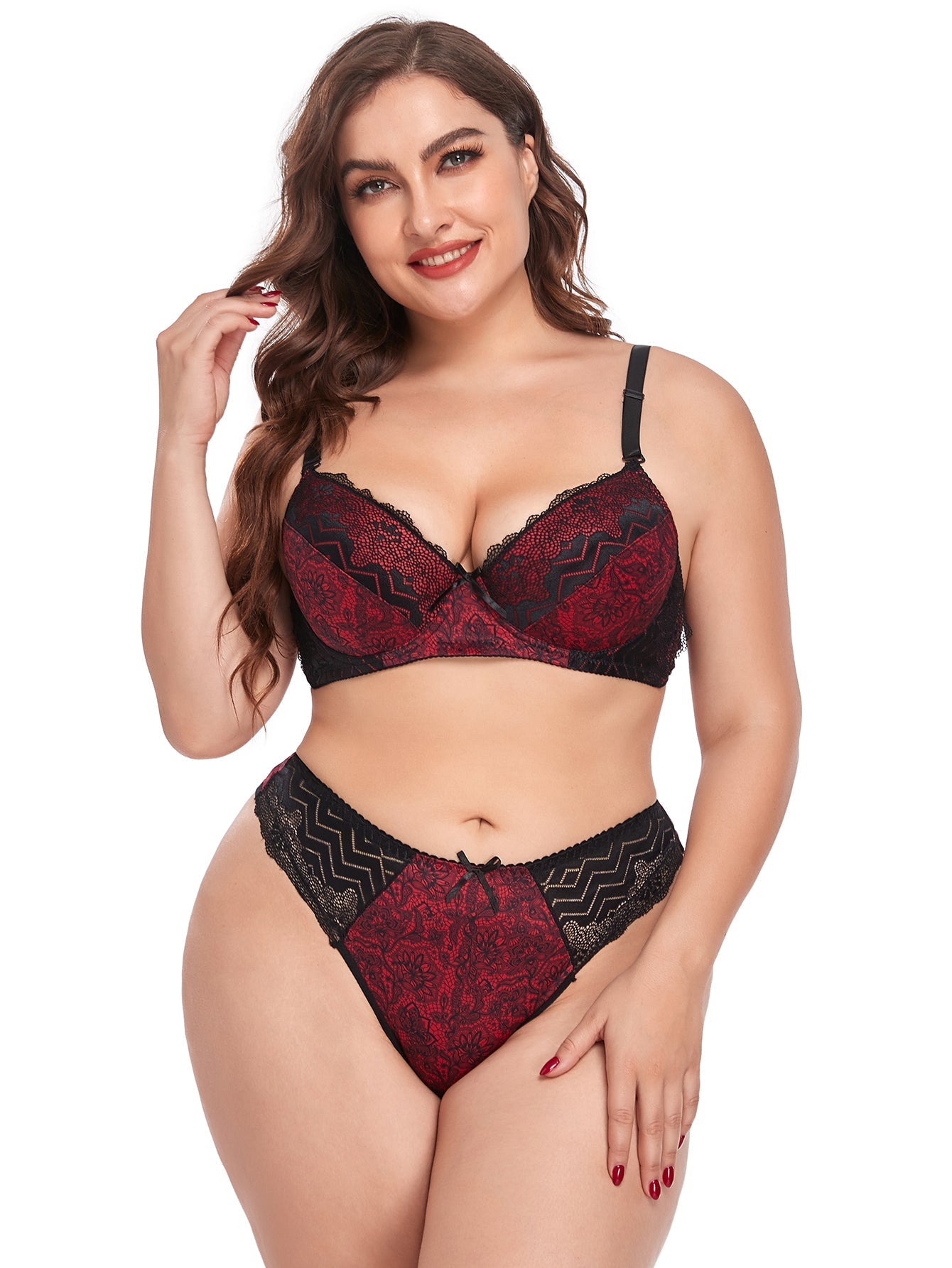 Plus Size Daily Underwear Set Underwired Padded Bra and Panty Set Sai Feel