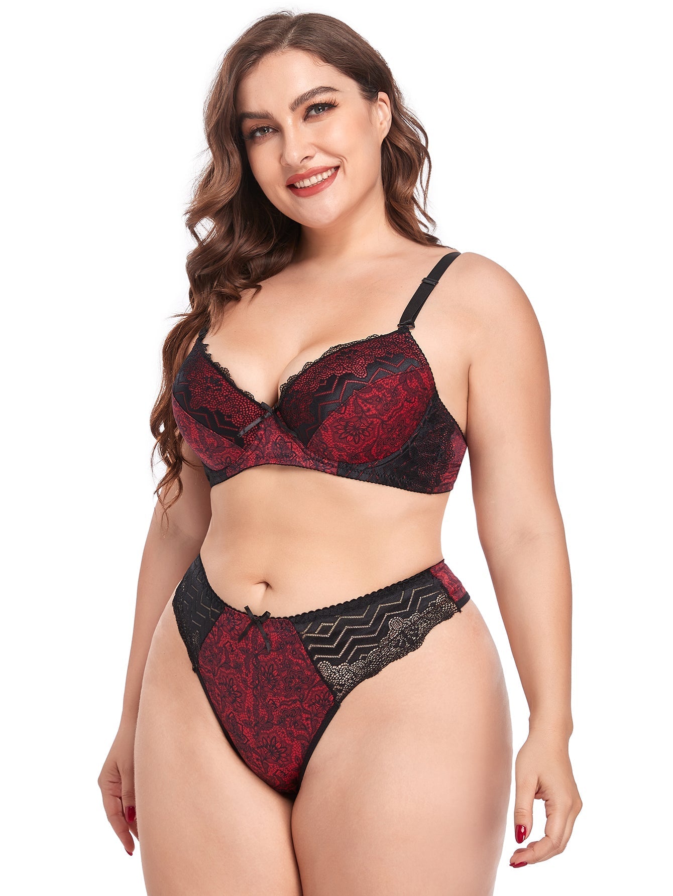 Plus Size Daily Underwear Set Underwired Padded Bra and Panty Set Sai Feel