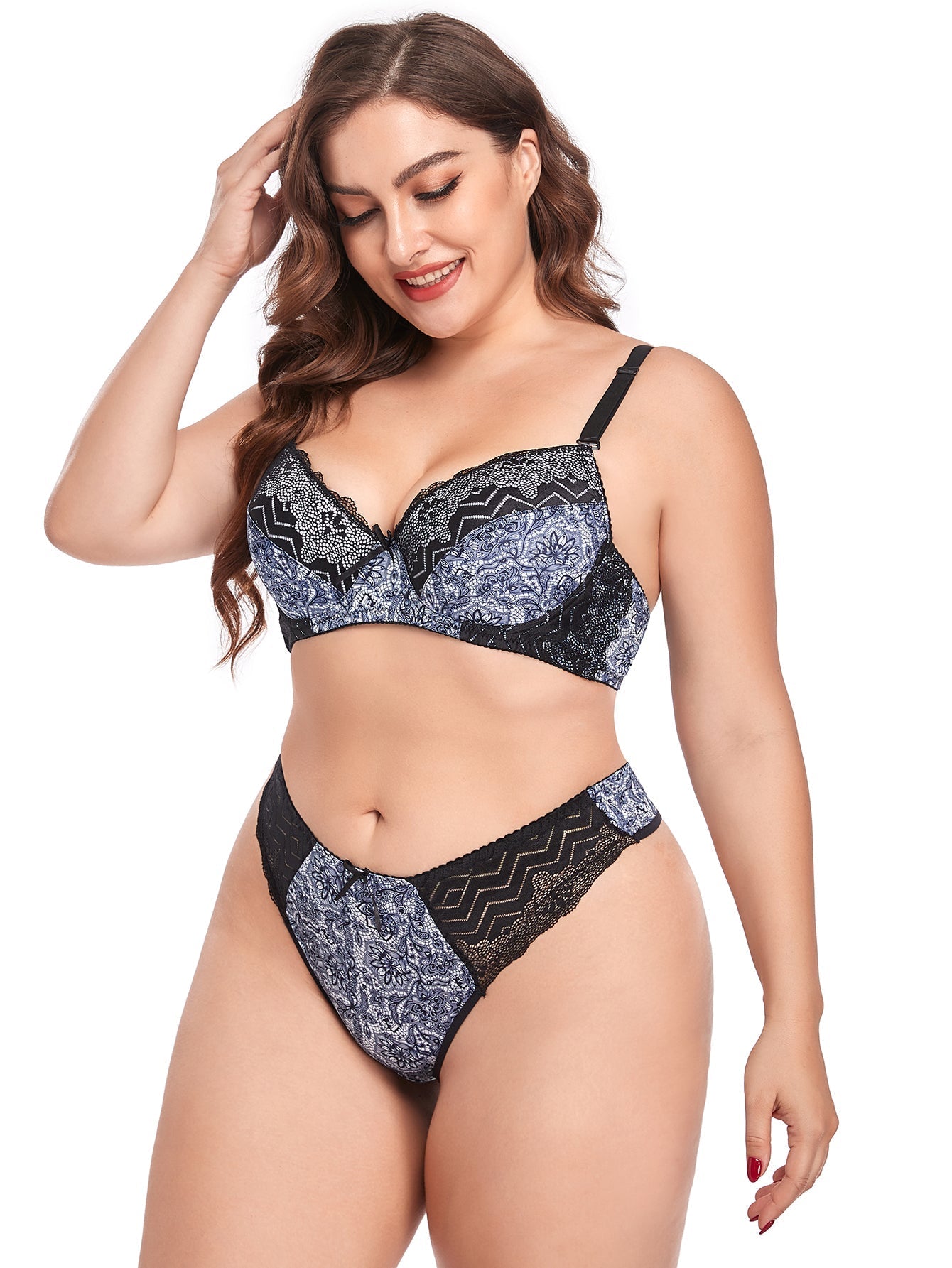 Plus Size Daily Underwear Set Underwired Padded Bra and Panty Set Sai Feel