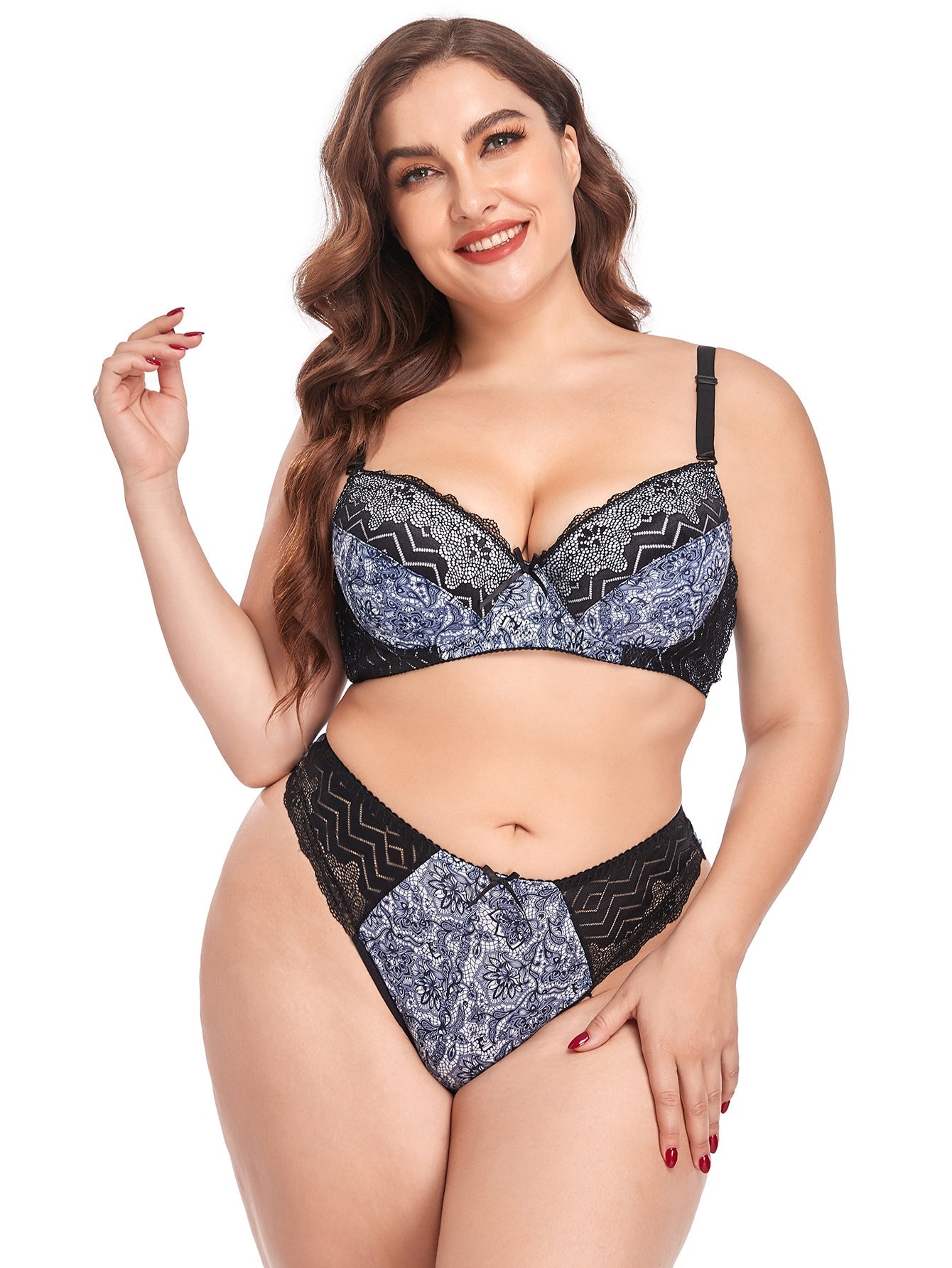 Plus Size Daily Underwear Set Underwired Padded Bra and Panty Set Sai Feel