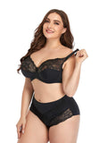 Plus Size E Cup Lingerie For Women Floral Lace Underwear Bra Set Sexy Lace Bra And Panties Super Thin Intimates Bras Sai Feel