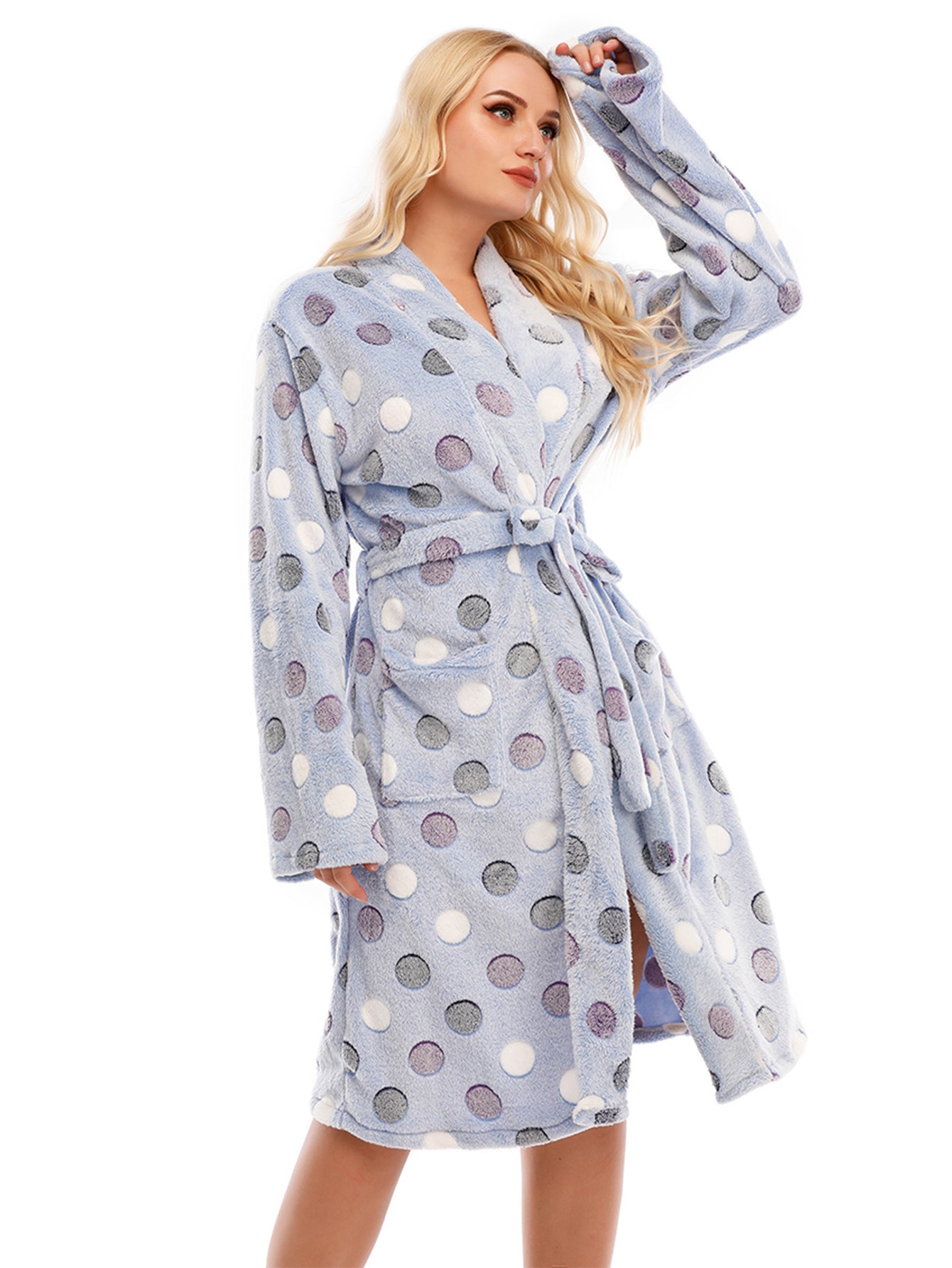 Plus Size Embossed Flannel Robe Sai Feel