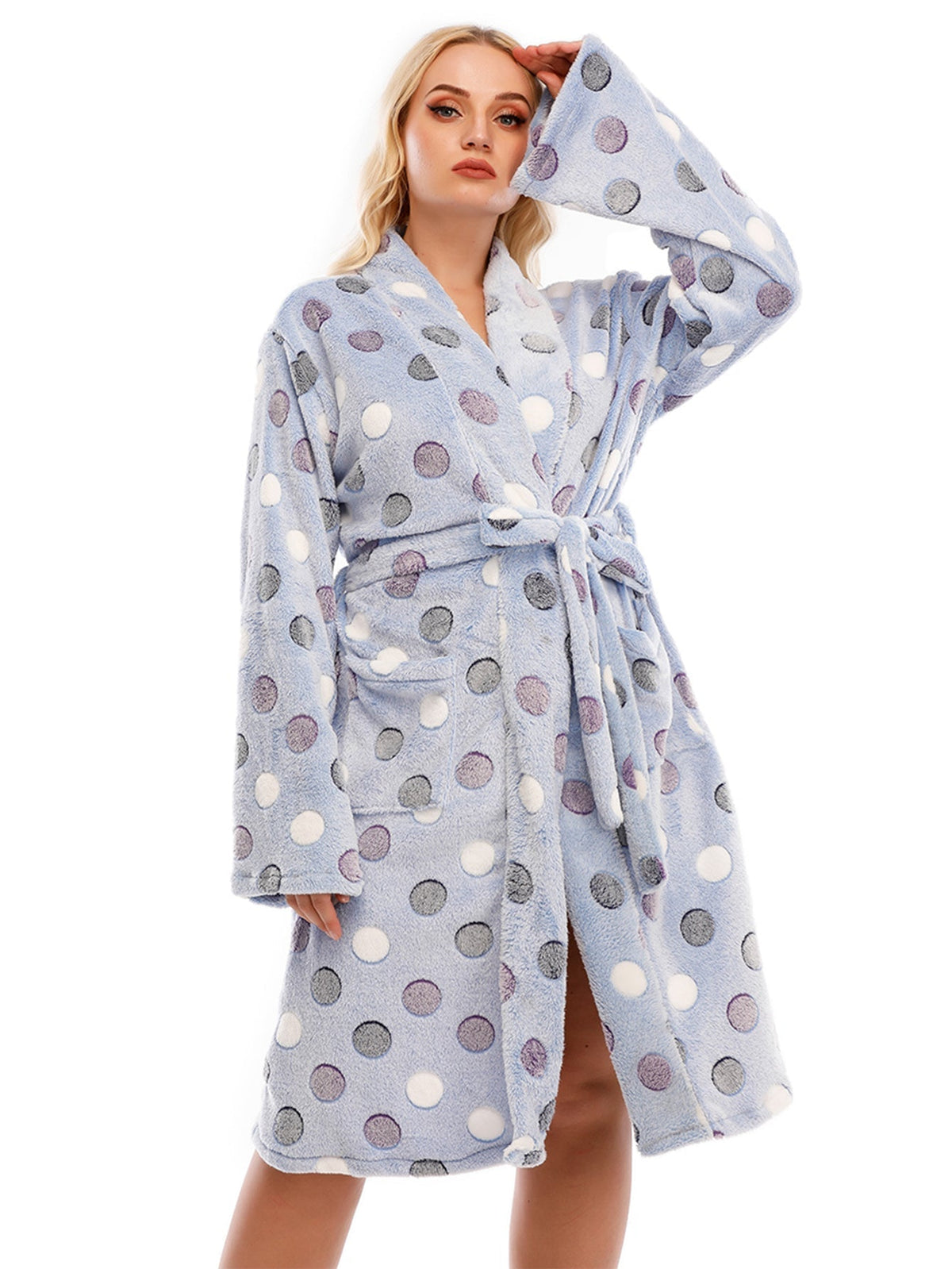 Plus Size Embossed Flannel Robe Sai Feel