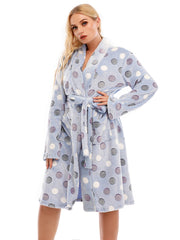 Plus Size Embossed Flannel Robe Sai Feel