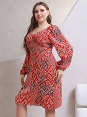 Plus Size Floral Print Dress Sai Feel