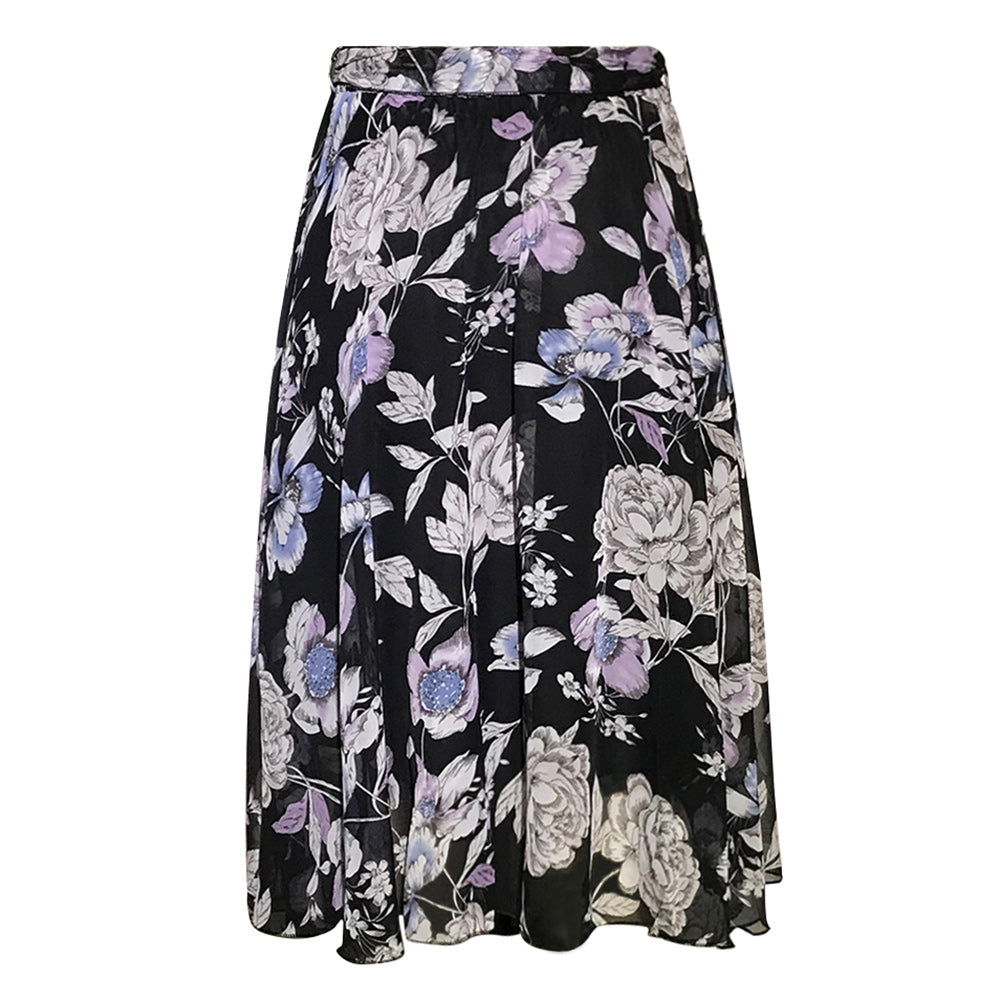 Plus Size Floral Skirt Chiffon Skirt Beach Elastic Waist Dress Sai Feel