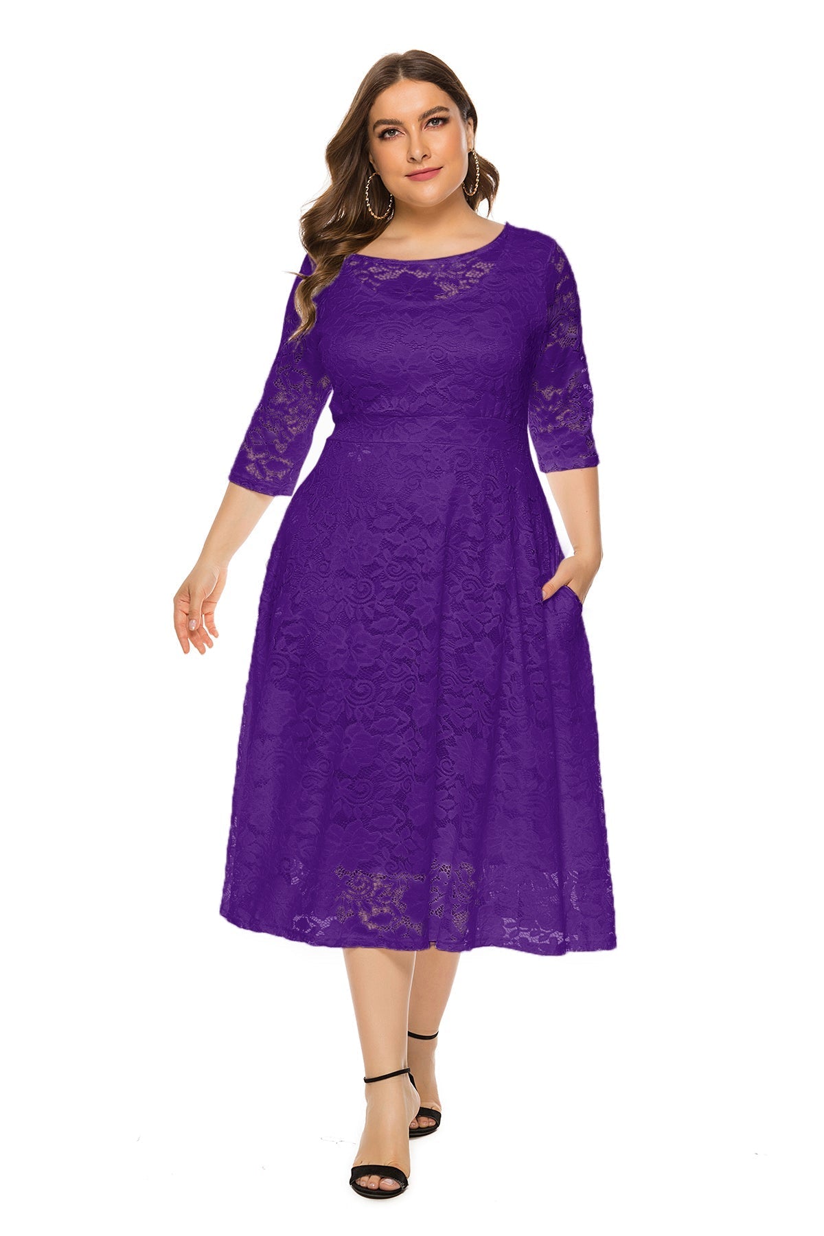 Plus Size Lace Midi Dress Wedding Dress HIGH ELASTIC TRUE TO SIZE Sai Feel
