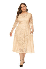 Plus Size Lace Midi Dress Wedding Dress HIGH ELASTIC TRUE TO SIZE Sai Feel