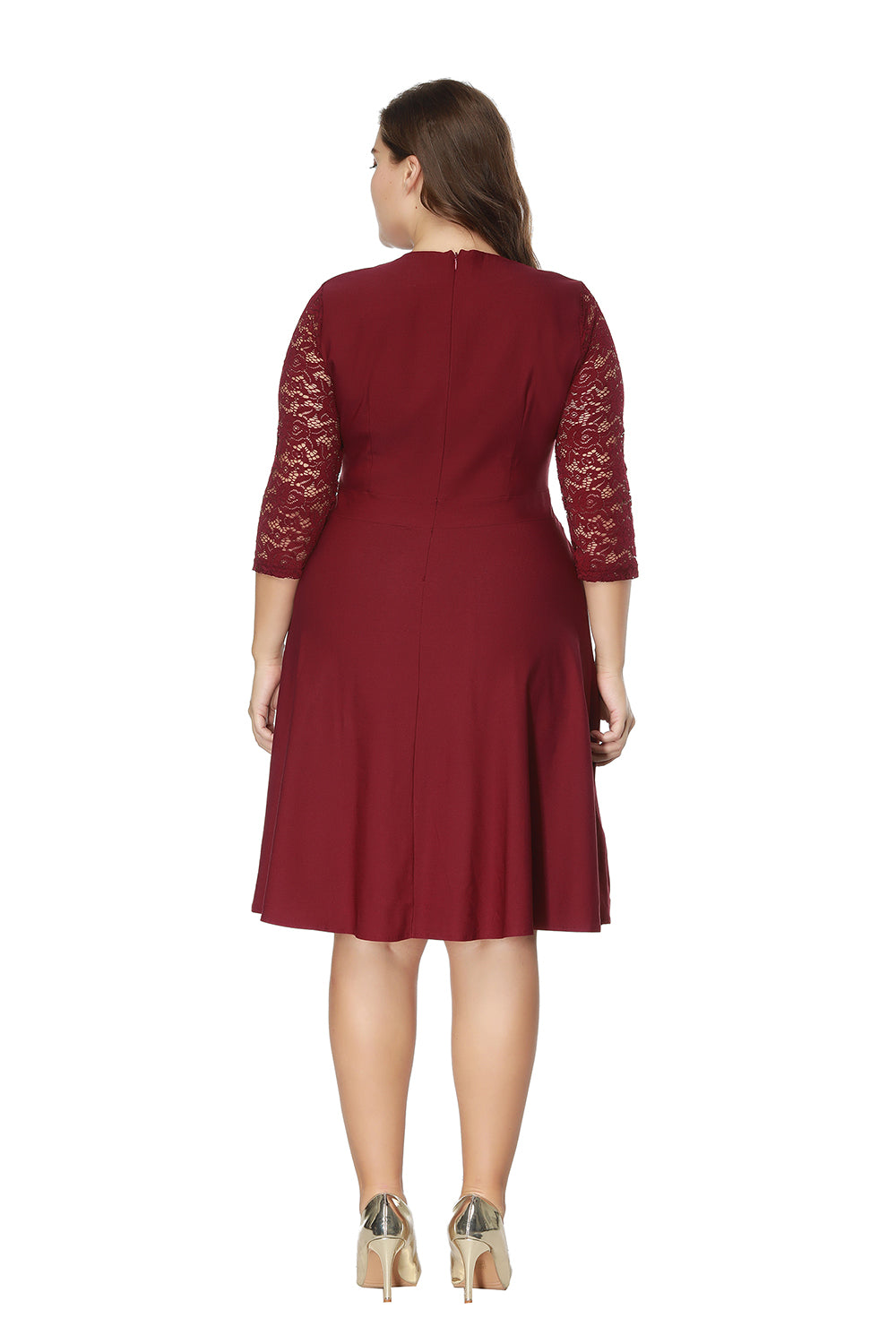 Plus Size Lace Stitching Dress Sai Feel