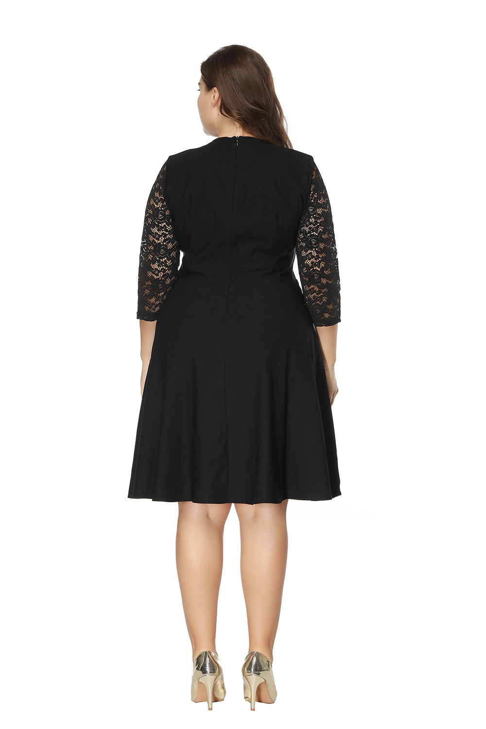 Plus Size Lace Stitching Dress Sai Feel