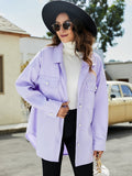 Plus Size Lilac Pocket Single Breasted Button Front Jacket Sai Feel