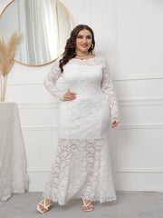 Plus Size Long Sleeve Mermaid Lace Evening Dress HIGH ELASTIC TRUE TO SIZE Sai Feel