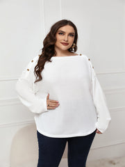 Plus Size Long Sleeve White Top Blouse Sai Feel