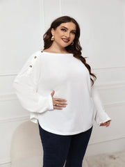 Plus Size Long Sleeve White Top Blouse Sai Feel