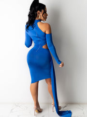 Plus Size One Shoulder Cut Out Waist Bodycon Dress Sai Feel