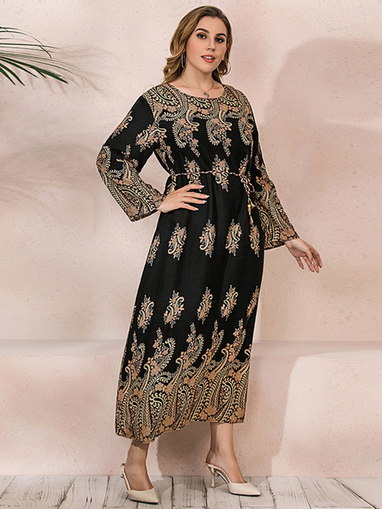 Plus Size Oversize Ethnic Print Longline Dress Sai Feel