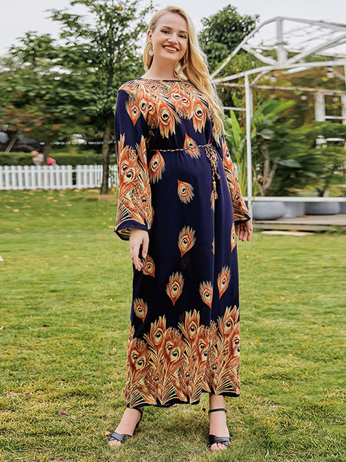 Plus Size Oversize Ethnic Print Longline Dress Sai Feel