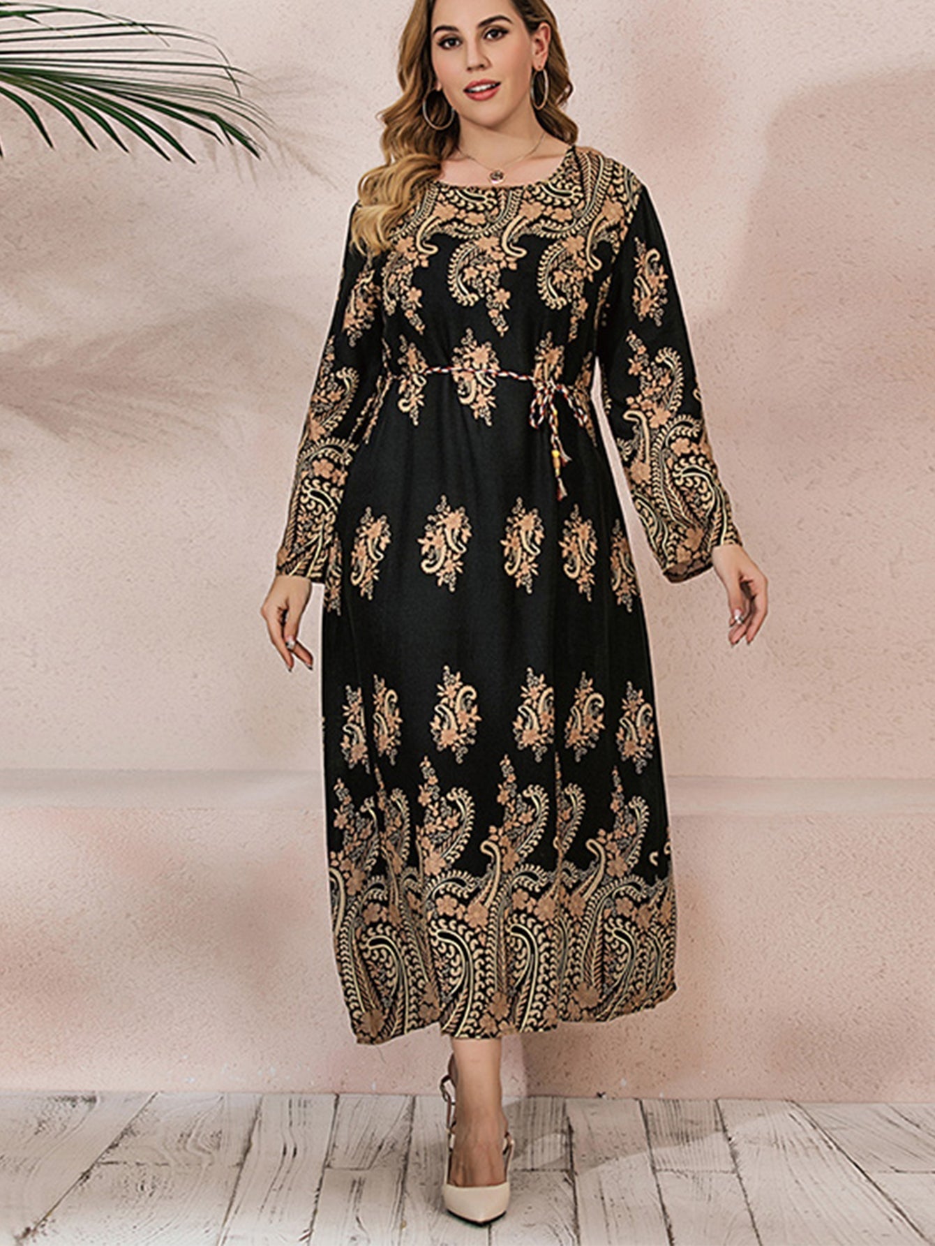 Plus Size Oversize Ethnic Print Longline Dress Sai Feel