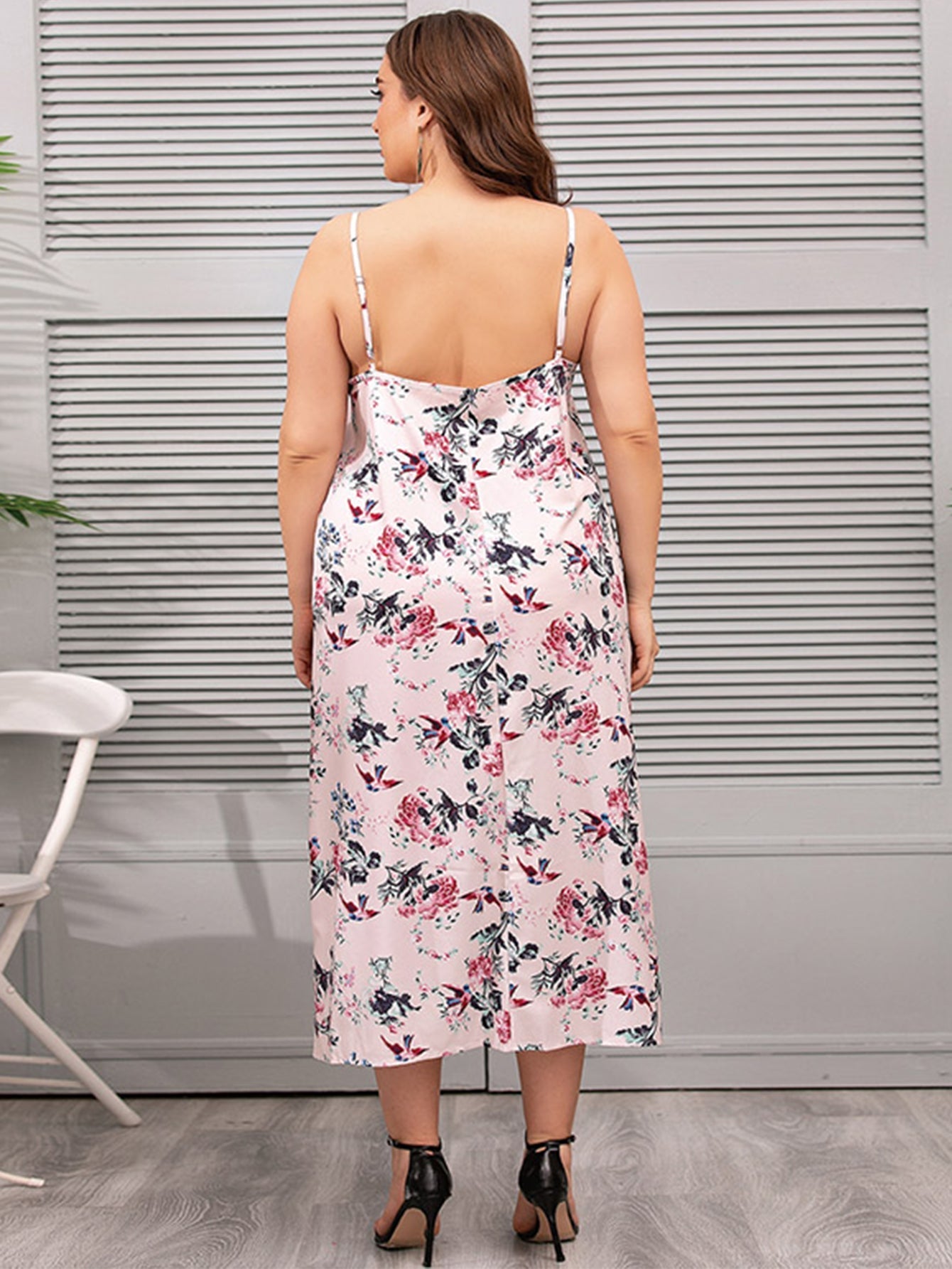 Plus Size Oversize Floral Cami Dress Lounge Wear Sai Feel