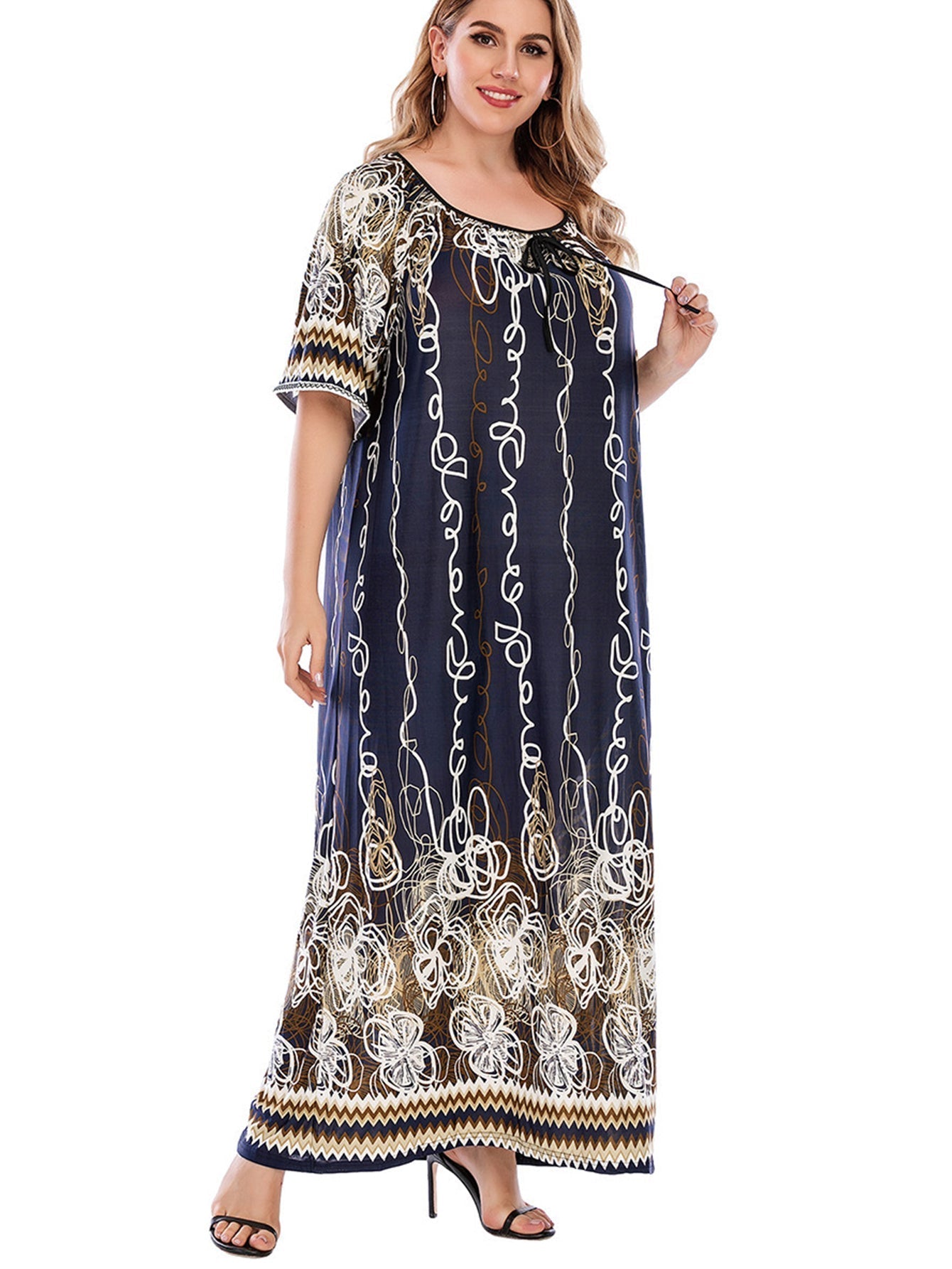 Plus Size Oversized Boho Print Dress Sai Feel