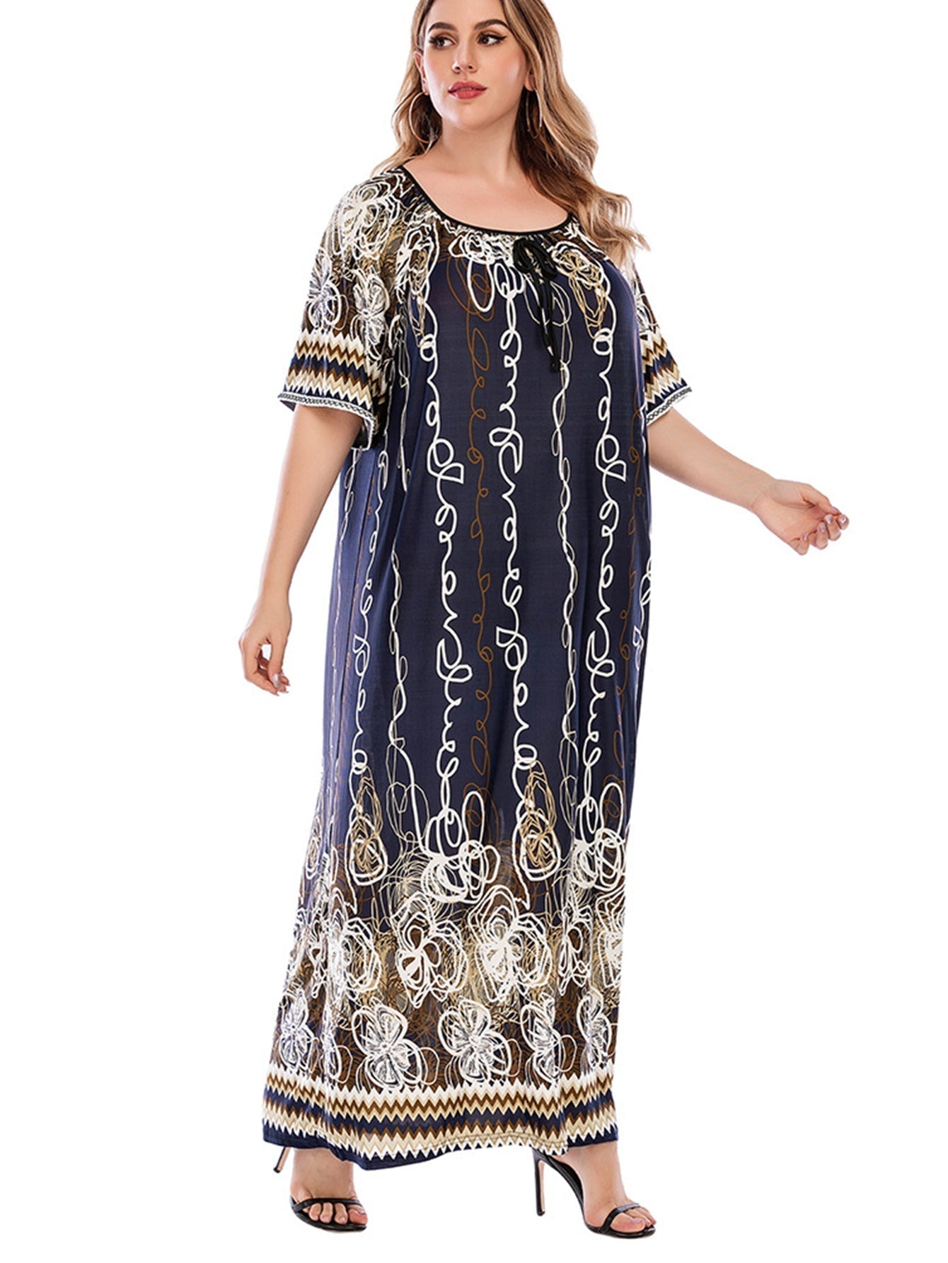 Plus Size Oversized Boho Print Dress Sai Feel