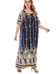 Plus Size Oversized Boho Print Dress Sai Feel