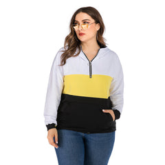 Plus Size Oversized Color Block Half Zip Sweatshirt Sai Feel
