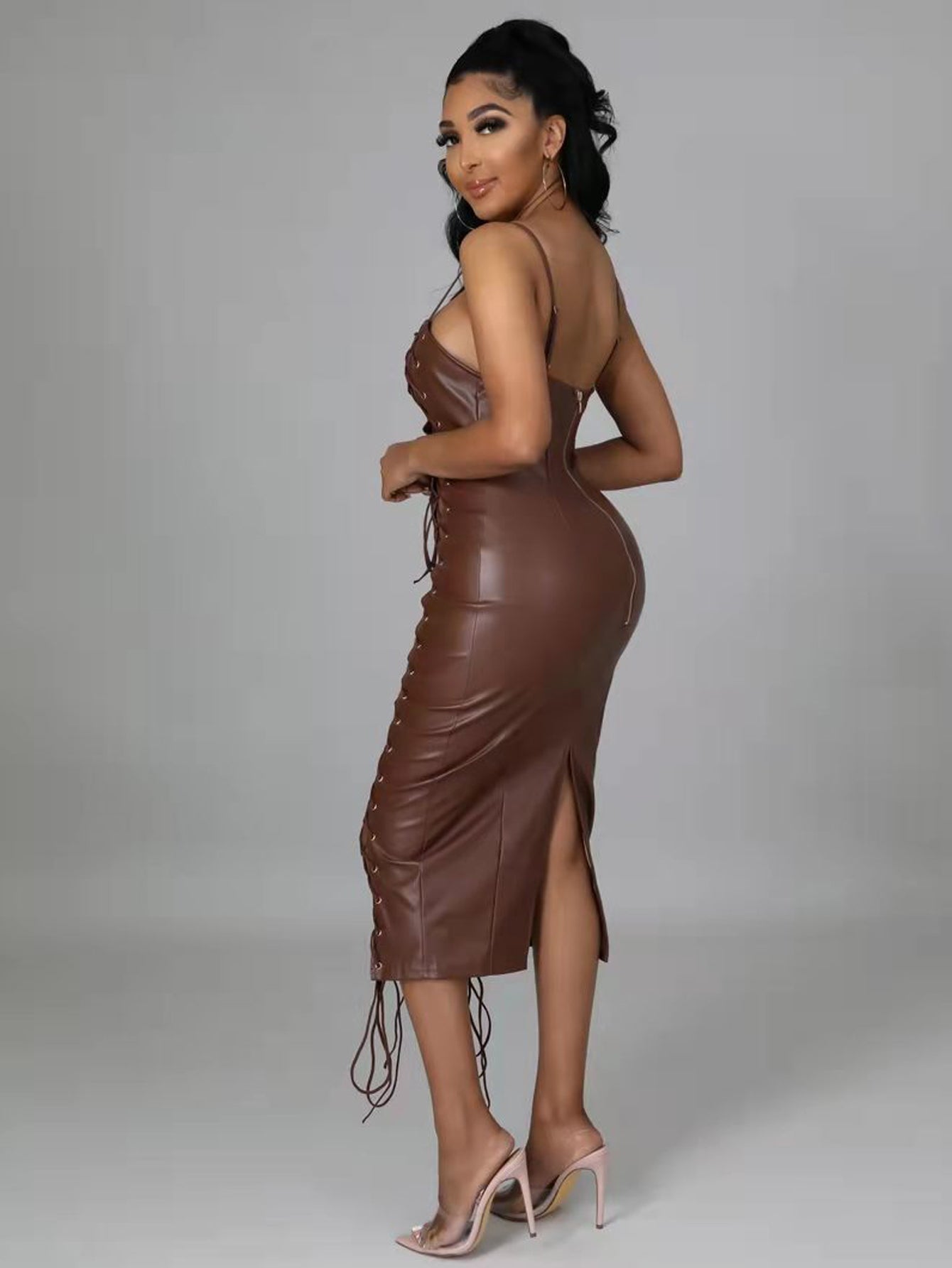 Plus Size PU Leather Cami Dress Sai Feel