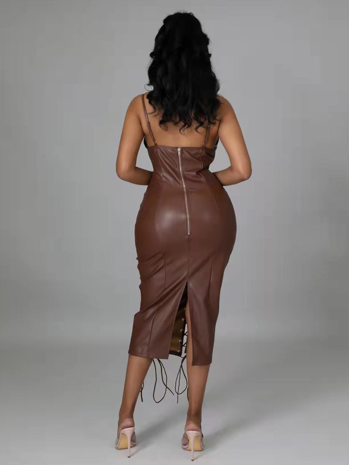 Plus Size PU Leather Cami Dress Sai Feel