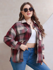 Plus Size Plaid Jacket Sai Feel