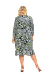 Plus Size Ruffle Printed Midi Dress Sai Feel