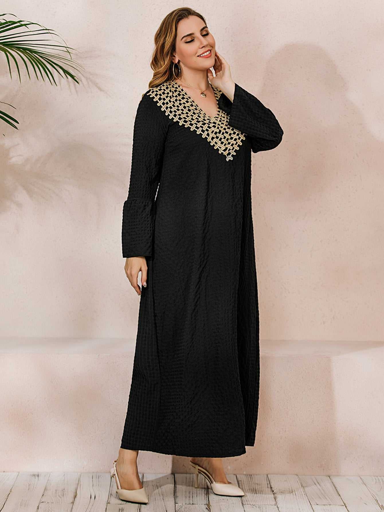 Plus Size Ruffle Sleeve Maxi Dress Sai Feel