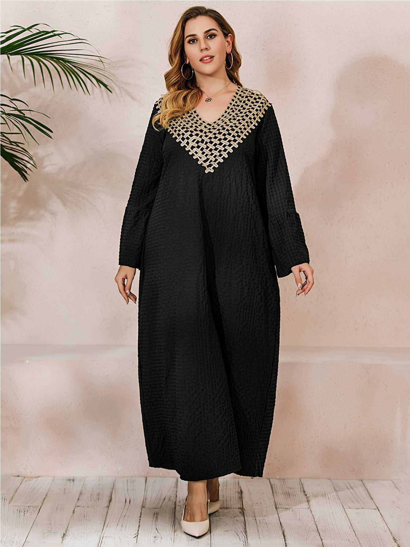 Plus Size Ruffle Sleeve Maxi Dress Sai Feel