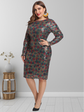 Plus Size Sequins Deep V Backless Bodycon Dress Sai Feel