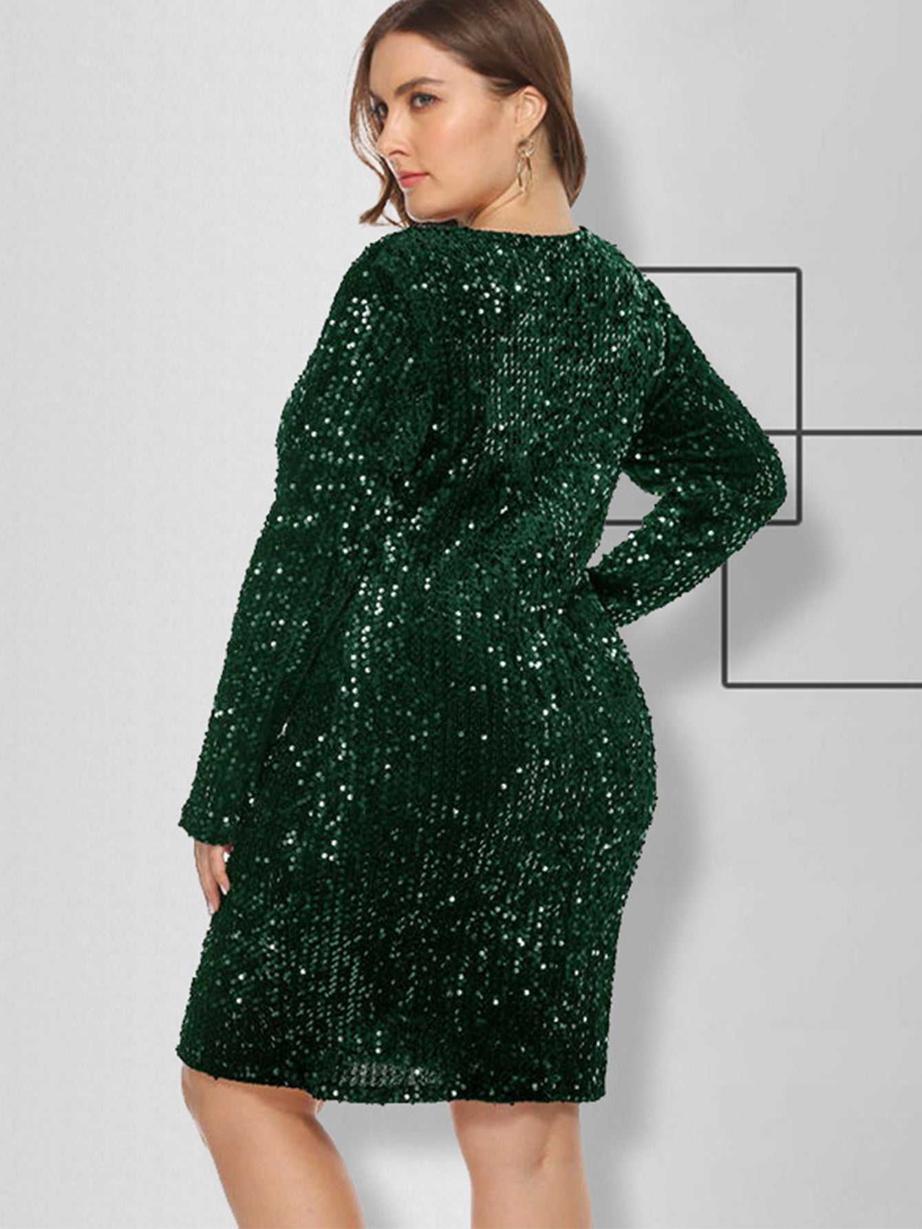 Plus Size Sequins Glitter Bodycon Dress Sai Feel