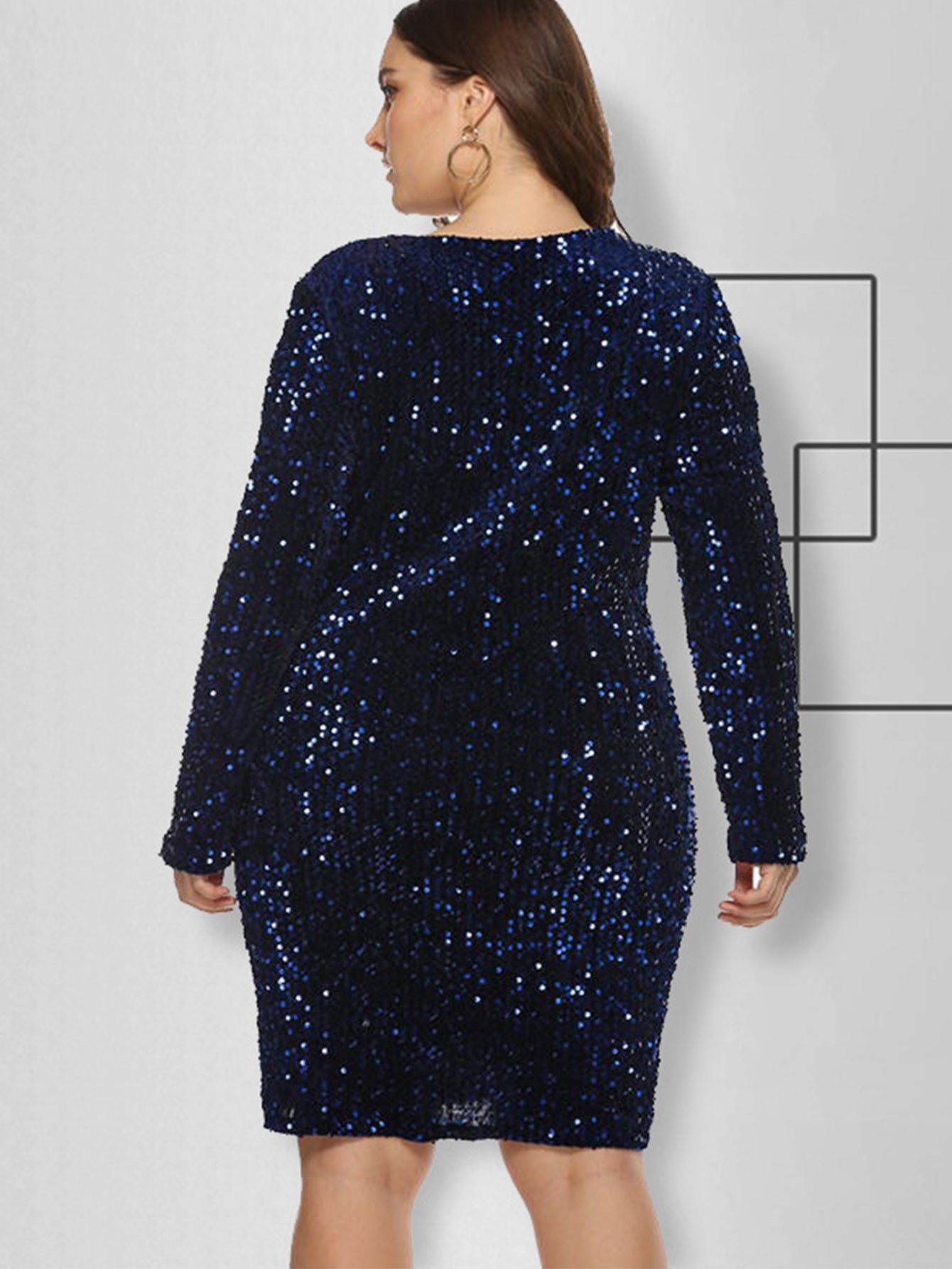 Plus Size Sequins Glitter Bodycon Dress Sai Feel