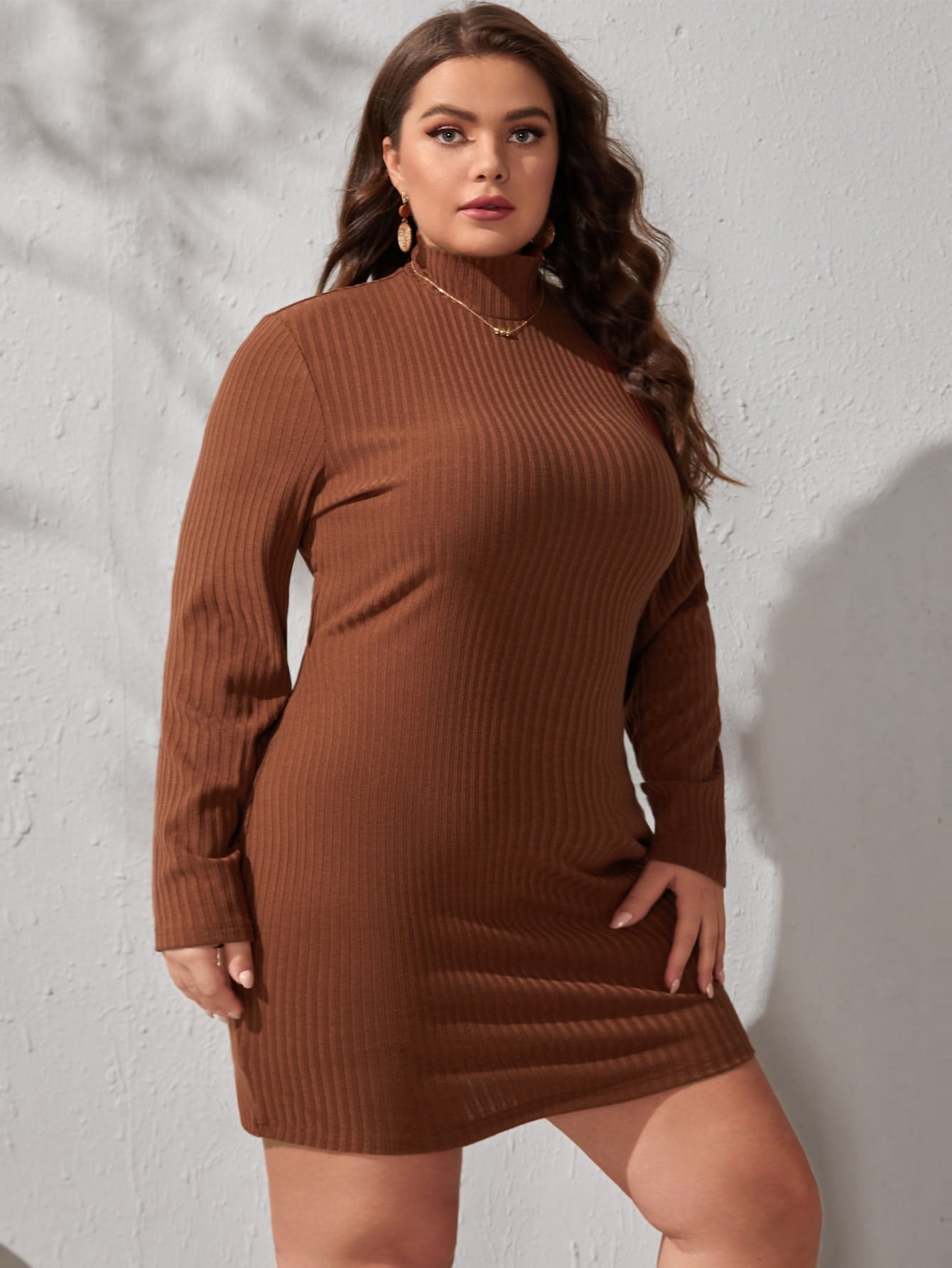 Plus Size Solid Backless Bodycon Dress Sai Feel
