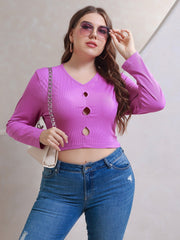 Plus Size Solid Cut Out Tee Sai Feel